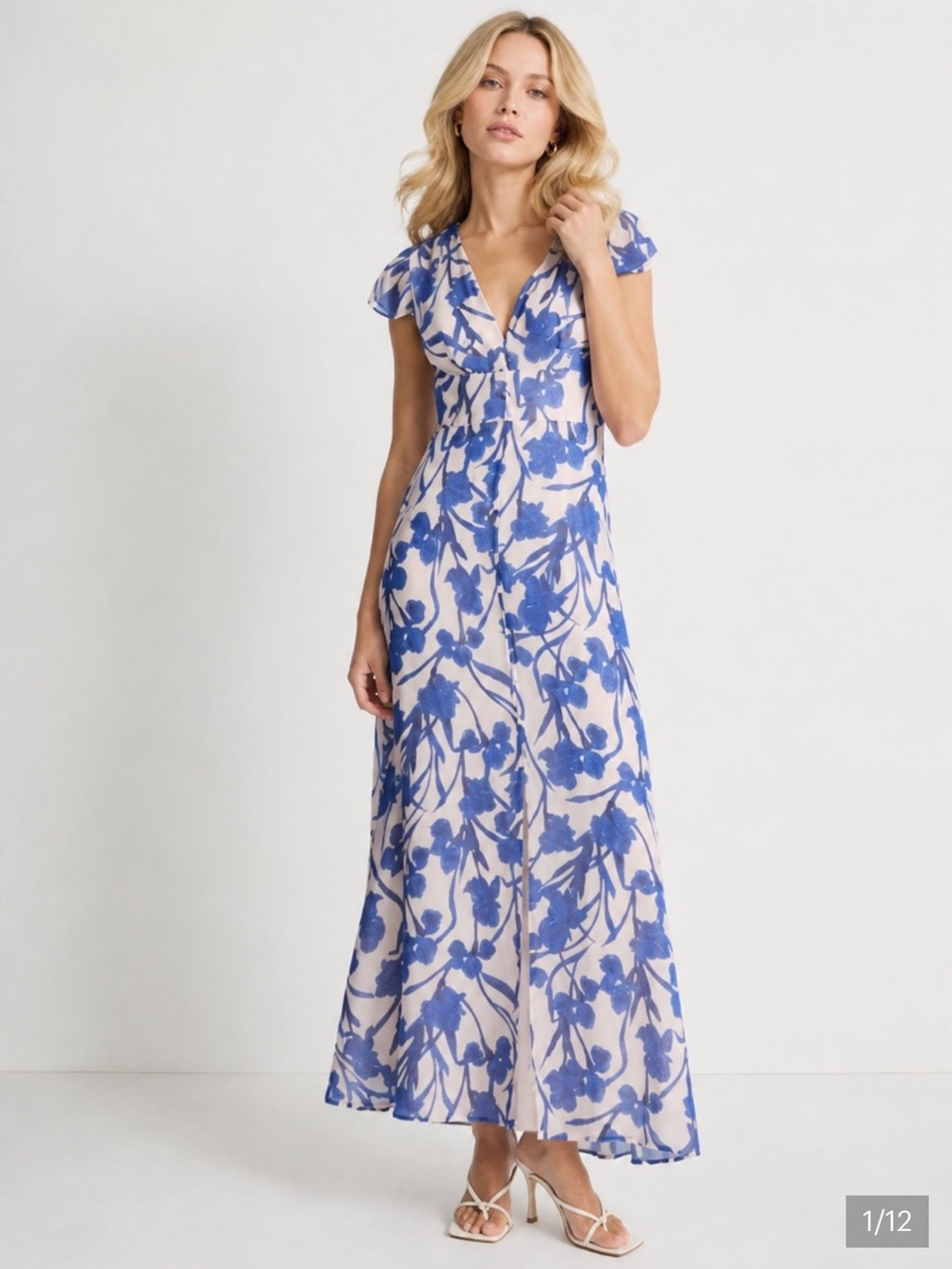 Hutch Nia Blue Floral V-Neck Maxi Dress 6